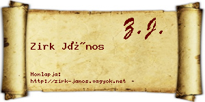 Zirk János névjegykártya